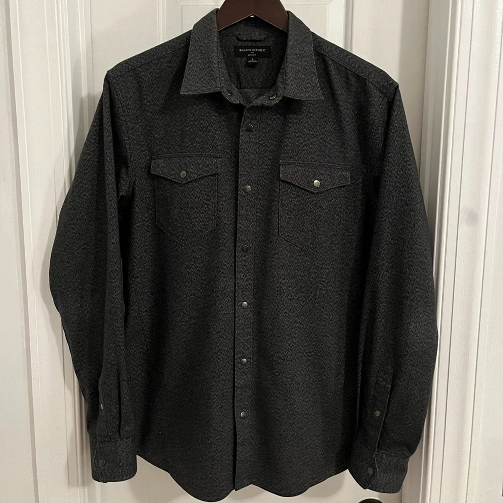 Banana Republic Slim Fit Denim Overshirt‎ Charcoal